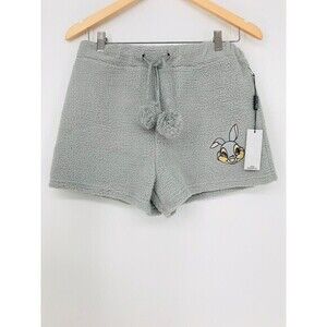 Forever 21 x Disney Pajama Shorts Faux Shearling Size M Gray Bambi‎